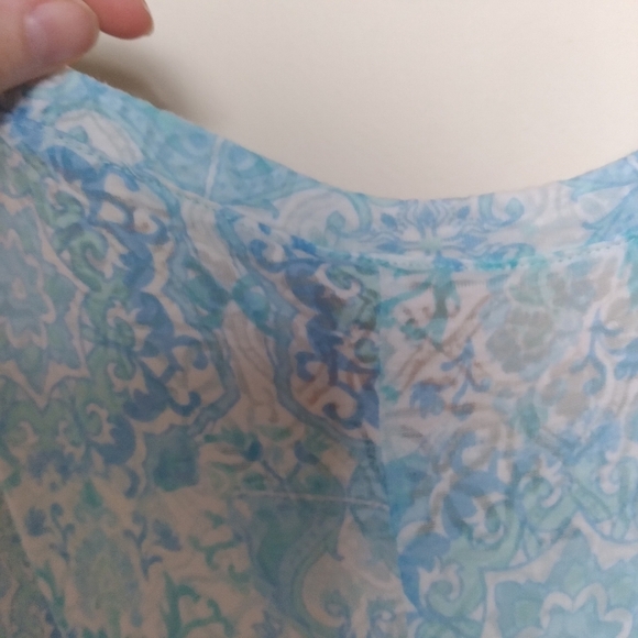 Ruby Rd. Blue and White Medallion Print Sleeveless Tank Maxi Dress Small Petite - Picture 3 of 10